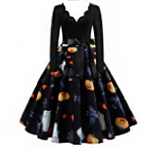 Vestido de manga larga con estampado de craneos purpura talla M