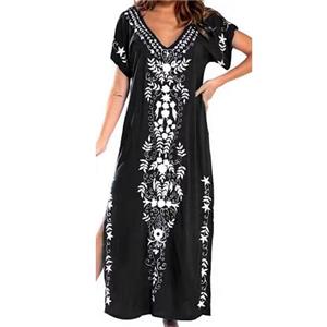 Maxi vestido negro con detalles en blanco talla XL