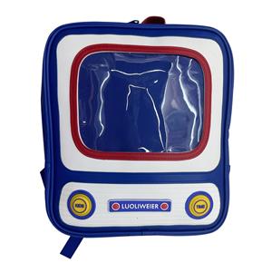 Mochila escolar azul diseño televisor