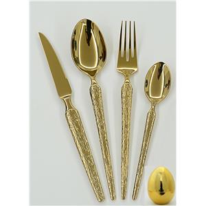 Juego de 24 cubiertos dorados en estuche diseño huevo de  20.5×20.5x29cm
