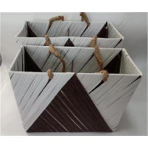 Juego de 2 cestas tejidas de color blanco con café de 40x20x32/36x26x30cm20x40x32cm
