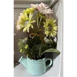 Maceta con flor de gerbera verde de 11x18x32cm