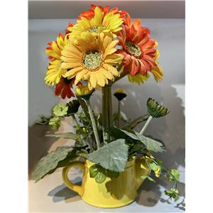 Maceta con flor de gerbera naranja de 11x18x32cm