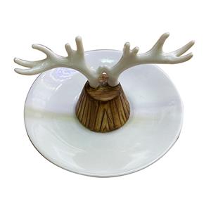 Dulcero de cerámica blanco diseño cuernos de ciervo de 12x12x7.5cm