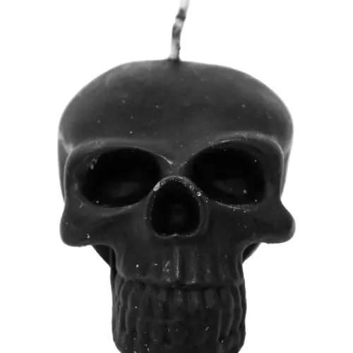 Vela decorativa diseño craneo negro de 6x8x7cm