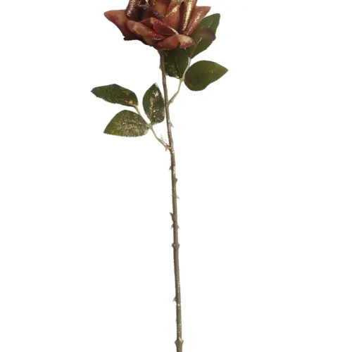Flor de rosa artificial café oscuro de 52cm