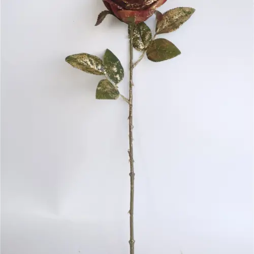 Flor de rosa artificial café oscuro de 51cm
