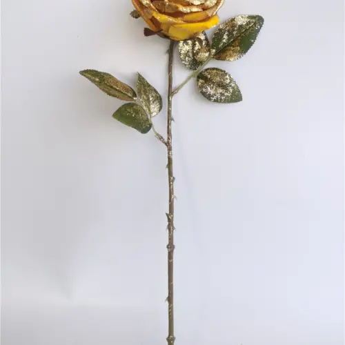 Flor de rosa artificial amarilla de 51cm