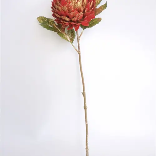 Flor de dahlia artificial roja de 51cm
