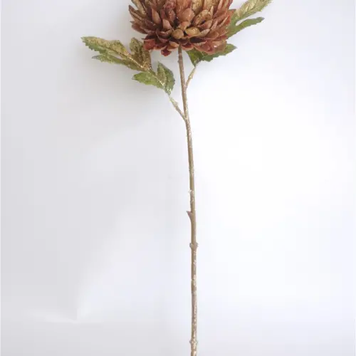 Flor de dahlia artificial café claro de 51cm