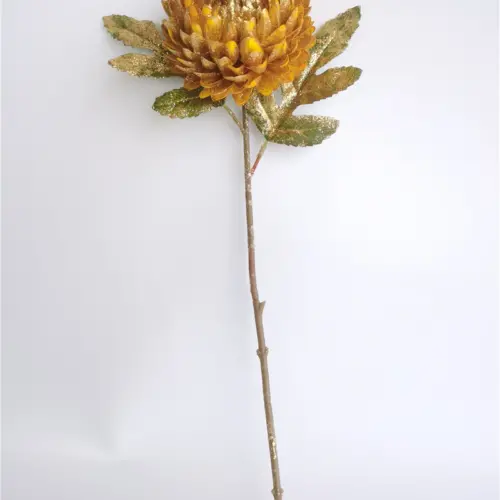 Flor de dahlia artificial amarilla de 51cm