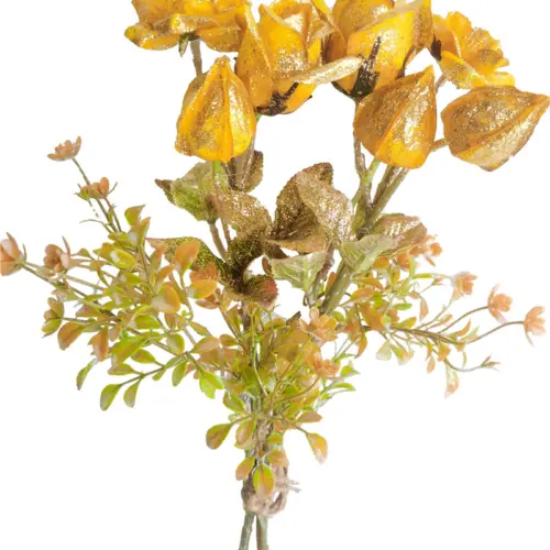 Ramo de flores de rosa con botones artificial amarilla de 38cm