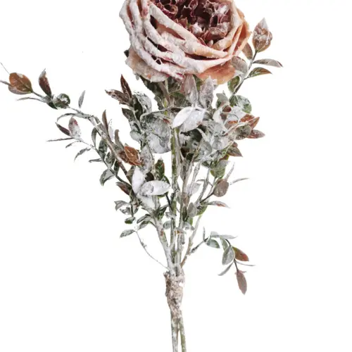Rama de flor de rosa artificial amarilla de 50cm