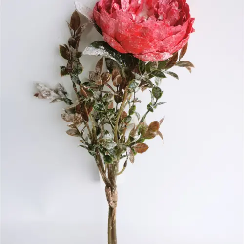 Rama de flor de peonia artificial roja de 50cm