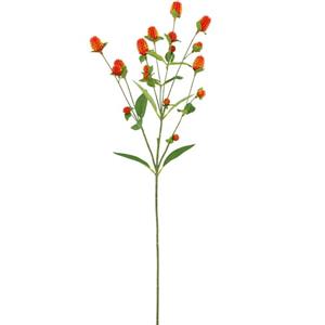 Vara de follaje de plastico globosa naranja con hojas de tela de 68.5x20x6.4cm