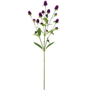 Vara de follaje de plastico globosa morada con hojas de tela de 68.5x20x6.4cm