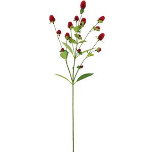 Vara de follaje de plastico globosa roja con hojas de tela de 68.5x20x6.4cm