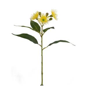 Vara de flor de plastico amarillo con hojas de tela de 48x30x12cm