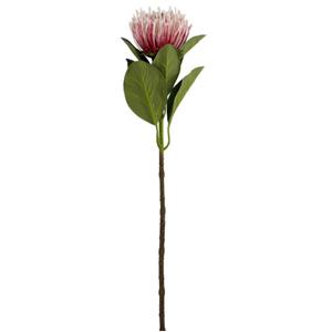 Vara de flor de plastico rosa de crisantemo con hojas de tela de 66x15x15cm