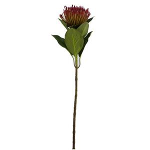Vara de flor de plastico rojo de crisantemo con hojas de tela de 66x15x15cm