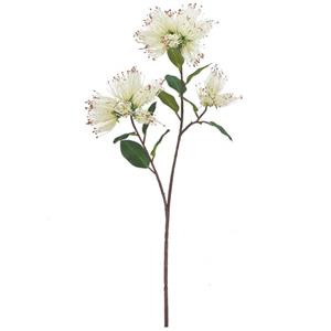 Vara de flor de plastico crema de excelsa con hojas de tela de 66x23x13cm