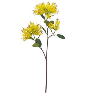 Vara de flor de plastico amarilla de excelsa con hojas de tela de 66x23x13cm