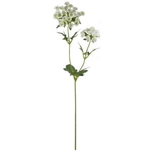 Vara de flor de plastico blanca reyna con hojas de tela y puntas blancas de 76x19x8cm