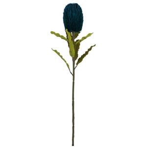 Vara de flor de plastico azul con hojas de tela de 65x20x20cm