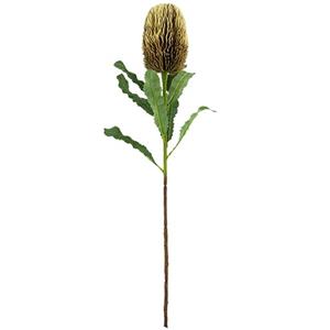 Vara de flor de plastico mostaza con hojas de tela de 65x20x20cm