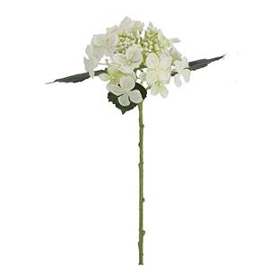 Vara de flor blanca de hortensia con hojas de tela de 45x26x20cm