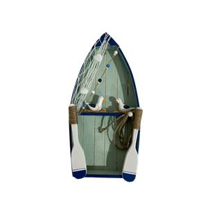 Barco azul de madera con pájaro de 15.5×4.5×32.5cm