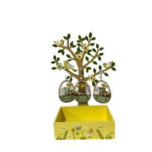 Árbol de madera amarillo con gancho para 12 huevos de 22.5×11.5×31.5cm