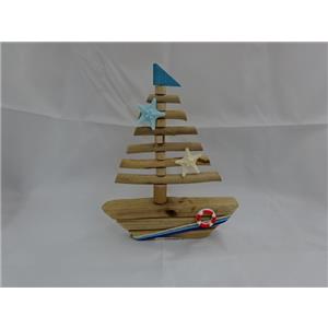 Barco de madera con estrellas de mar de 19..5×3.5x23cm