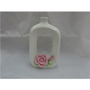 Florero de porcelana blanca diseño botella con flores de 14.6×5.2×23.2cm