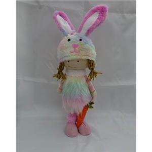 Niña con traje de conejo de tela de 16x11x48cm