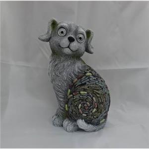 Perro de cerámica con luz solar de  22.5x17x35cm
