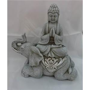 Buda de cerámica sobre elefante de 41x19x42cm