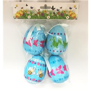 Bolsa con 4 huevos de pascua diseño azul con mariposas de 6.3×6.3×8.5cm