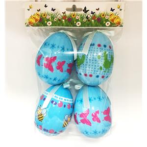 Bolsa con 4 huevos de pascua diseño azul con mariposas de 6.5×6.5×9.7cm