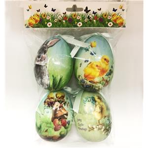 Bolsa de 4 huevos de pascual diseño conejos y pollitos de 6.3×6.3×8.5cm