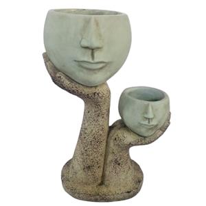 Maceta de cemento beige
