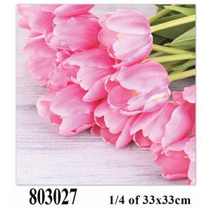 Paquete de servilletas con 20 piezas diseño tulipanes rosas de 33x33x0.1cm