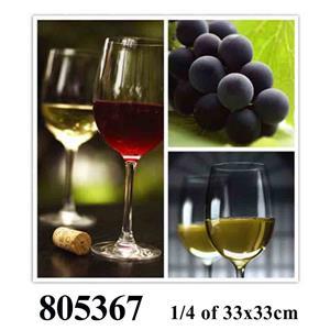 Paquete de servilletas con 20 piezas diseño copas de vino y uvas de 33x33x0.1cm