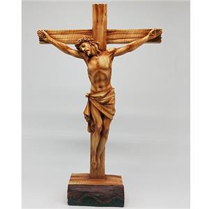 Jesucristo en cruz de resina imitacion madera