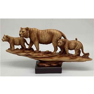 Familia de tigres de resina imitacion madera