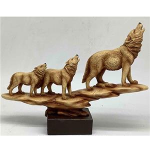 Familia de lobos de resina imitacion madera
