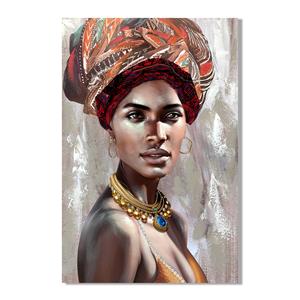 Cuadro diseño mujer con collar y piedra azul