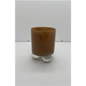 Florero de cristal marrón con base de bolas de 10x10x14cm