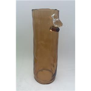 Jarron de cristal con rama y pajarito de color marrón de 13.5×9.5x27cm