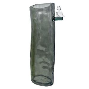 Jarron de cristal con rama y pajarito de color gris de 13.5×9.5x32cm
